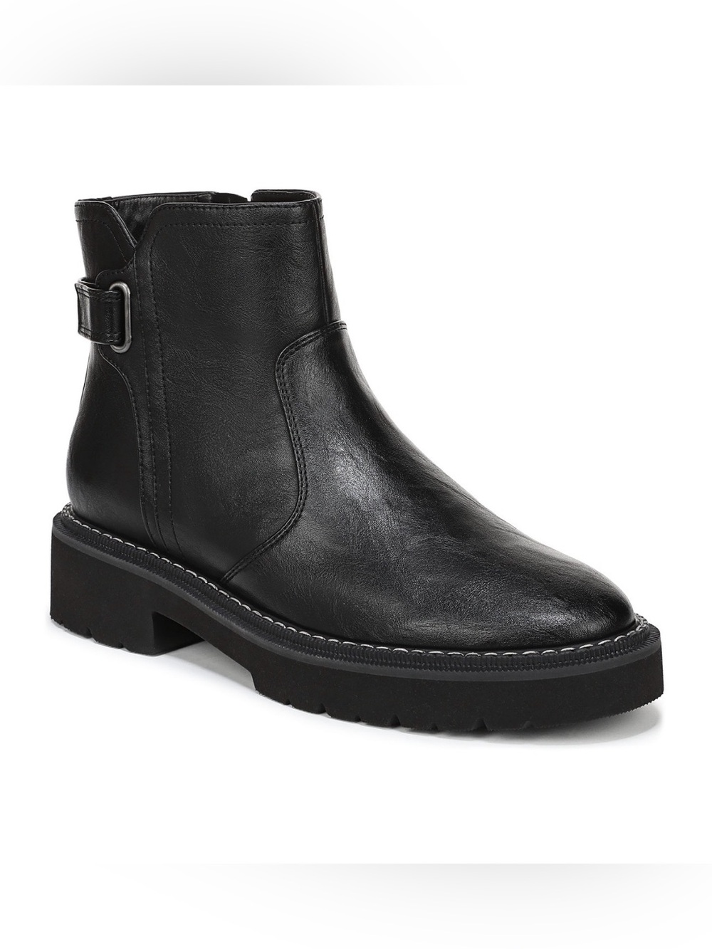 Naturalizer Rue Black Vegan Leather Ankle Boot with Buckle Detail NEW size 12
